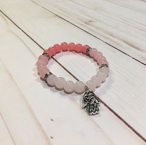 Beautiful hand made bracelet pink ombre hamsa hand